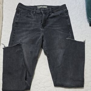 Topshop Charcoal Distressed Ankle Jeans